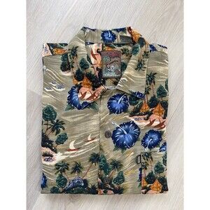 Vintage Pineapple Connection Hawaiian 100% Rayon Shirt Men XL  Aloha Palm Trees